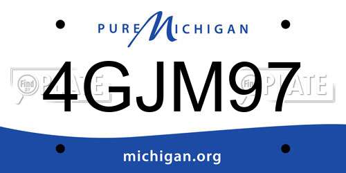 4GJM97 Michigan License Plate