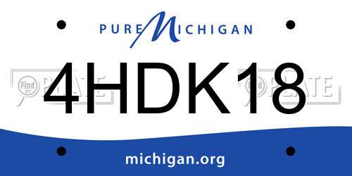 4HDK18 Michigan License Plate