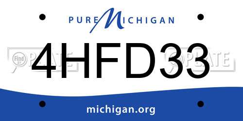 4HFD33 Michigan License Plate
