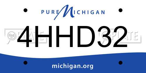 4HHD32 Michigan License Plate