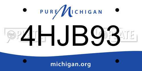 4HJB93 Michigan License Plate