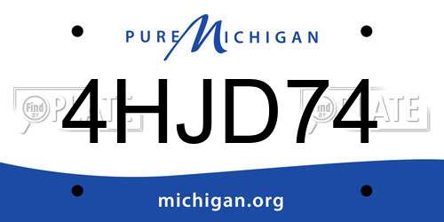 4HJD74 Michigan License Plate