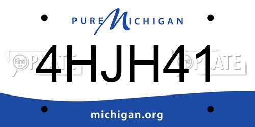 4HJH41 Michigan License Plate
