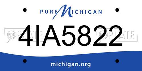 4IA5822 Michigan License Plate