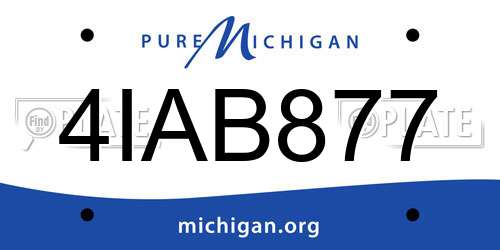 4IAB877 Michigan License Plate