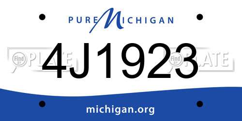 4J1923 Michigan License Plate