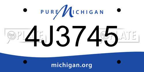 4J3745 Michigan License Plate