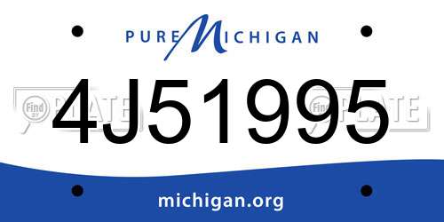 4J51995 Michigan License Plate