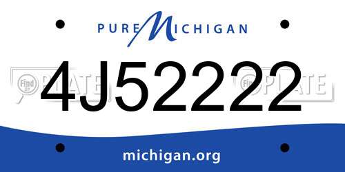 4J52222 Michigan License Plate