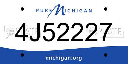 4J52227 Michigan License Plate