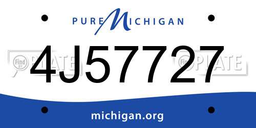 4J57727 Michigan License Plate