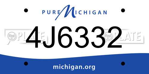 4J6332 Michigan License Plate