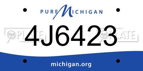 4J6423 Michigan License Plate