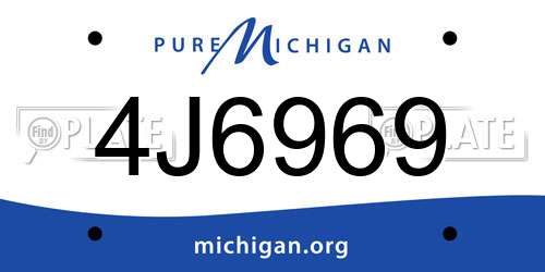 4J6969 Michigan License Plate