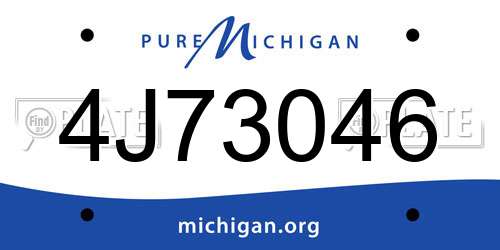 4J73046 Michigan License Plate