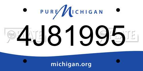 4J81995 Michigan License Plate