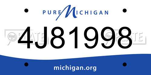 4J81998 Michigan License Plate