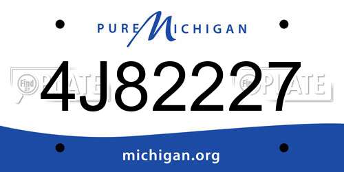4J82227 Michigan License Plate