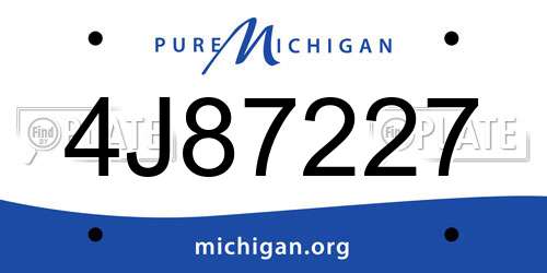 4J87227 Michigan License Plate