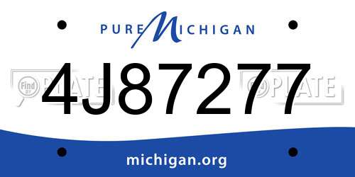 4J87277 Michigan License Plate