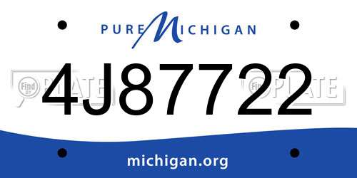 4J87722 Michigan License Plate