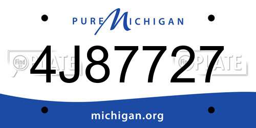 4J87727 Michigan License Plate