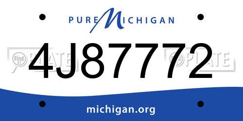 4J87772 Michigan License Plate