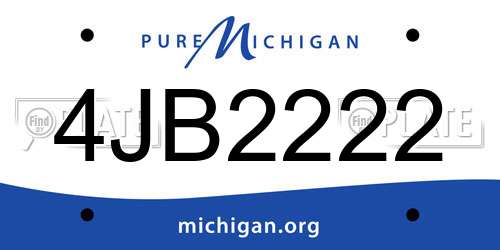 4JB2222 Michigan License Plate