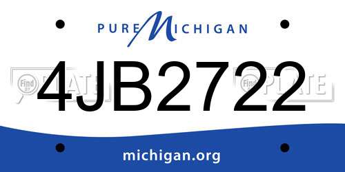4JB2722 Michigan License Plate
