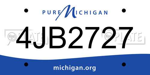 4JB2727 Michigan License Plate