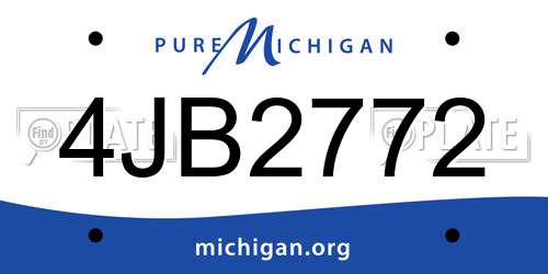 4JB2772 Michigan License Plate