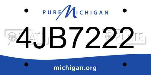 4JB7222 Michigan License Plate