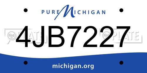 4JB7227 Michigan License Plate