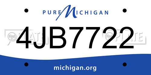 4JB7722 Michigan License Plate