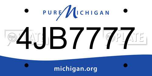 4JB7777 Michigan License Plate