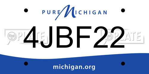 4JBF22 Michigan License Plate