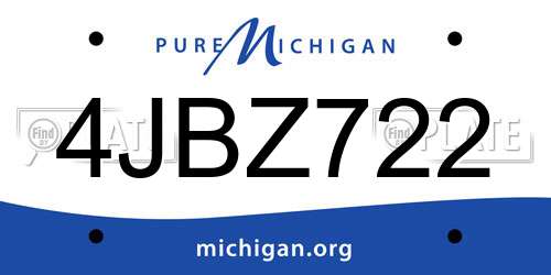 4JBZ722 Michigan License Plate