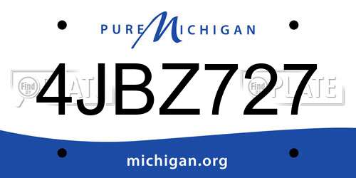 4JBZ727 Michigan License Plate