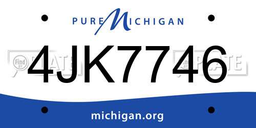 4JK7746 Michigan License Plate