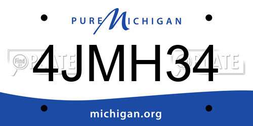 4JMH34 Michigan License Plate