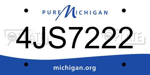 4JS7222 Michigan License Plate