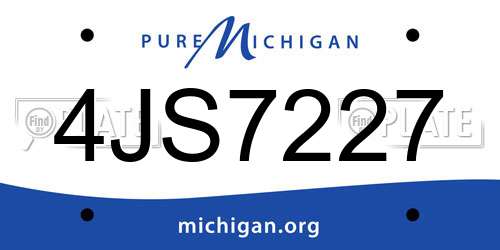 4JS7227 Michigan License Plate