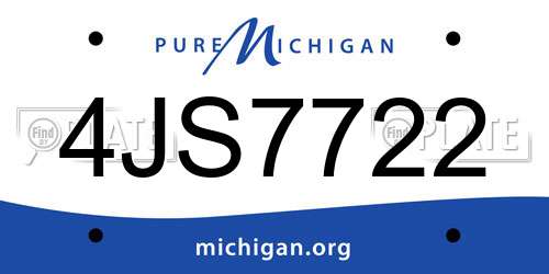 4JS7722 Michigan License Plate