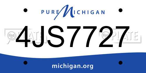 4JS7727 Michigan License Plate