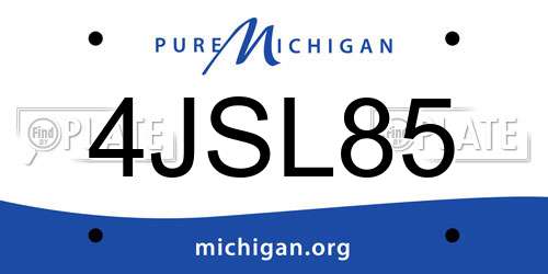 4JSL85 Michigan License Plate