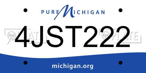 4JST222 Michigan License Plate
