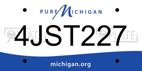 4JST227 Michigan License Plate