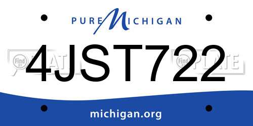 4JST722 Michigan License Plate