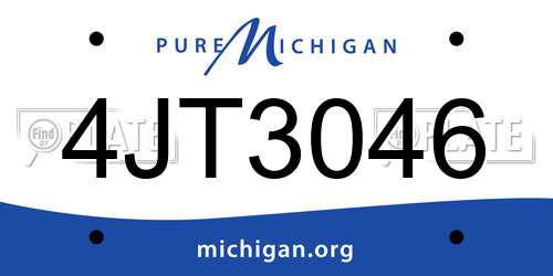4JT3046 Michigan License Plate
