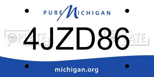 4JZD86 Michigan License Plate